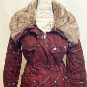 Urban Republic Burgundy Plaid Coat